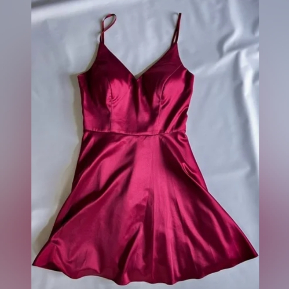 Red 🍒 Satin Mini A line Dress 👗​
